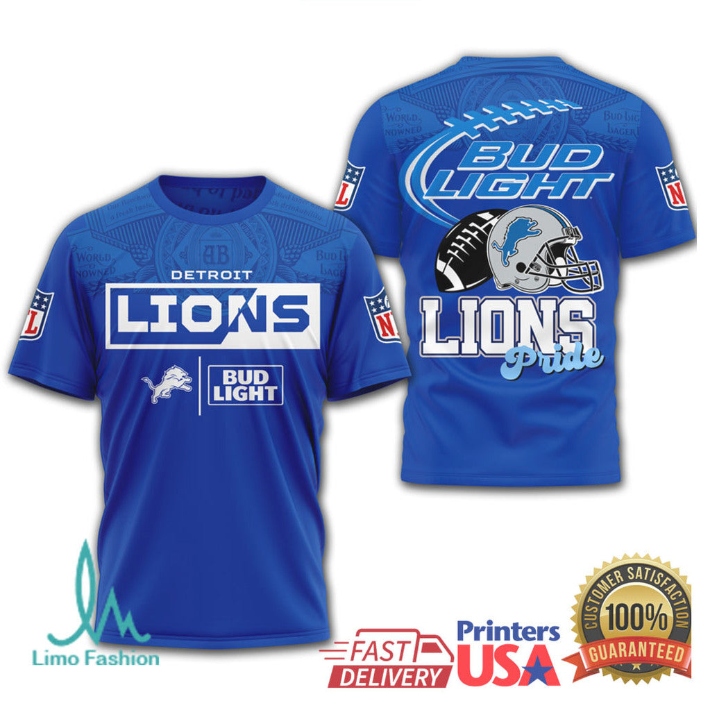 Detroit Lions x Bud Light Pride Blue & White Fan Jersey T Shirt - Limotees LLC