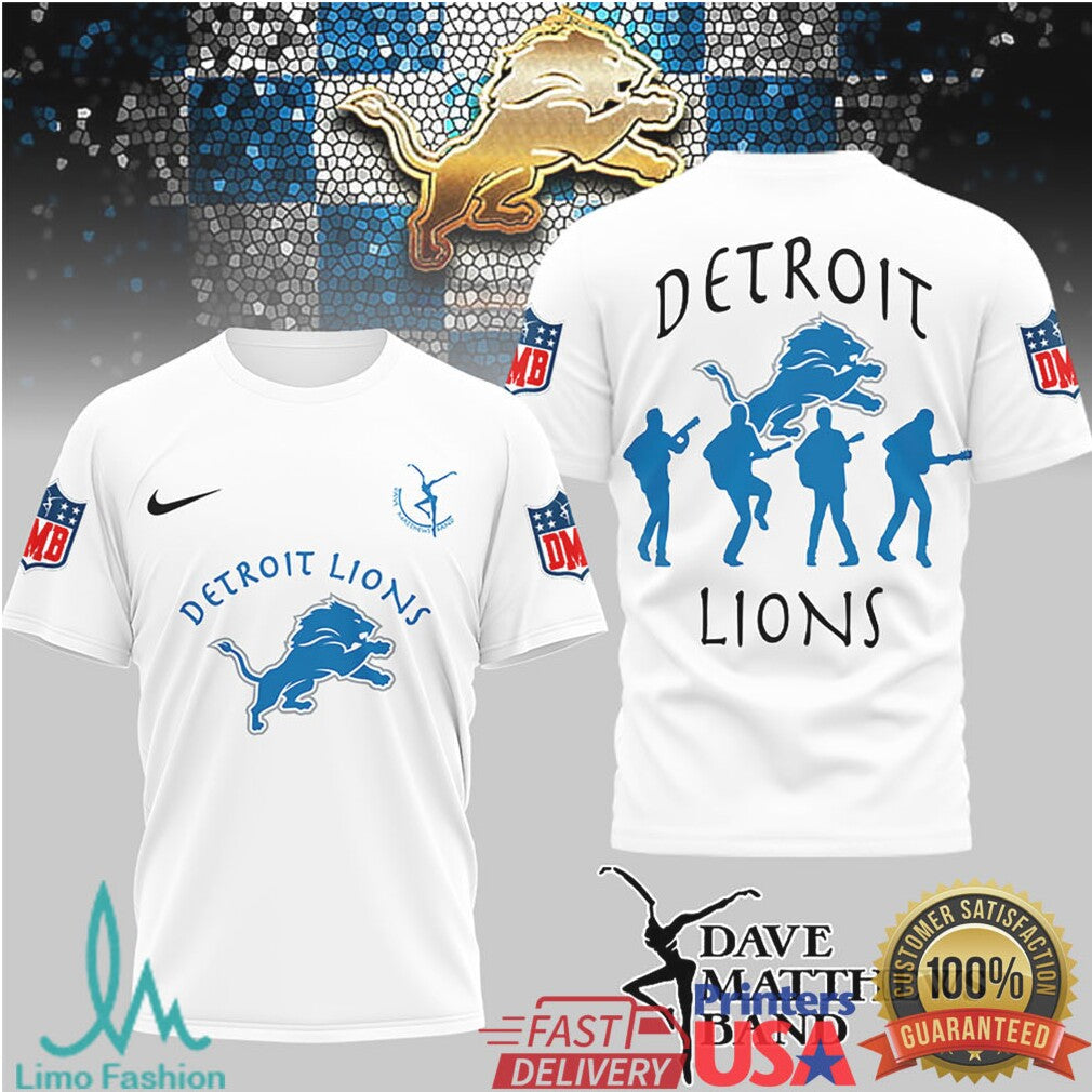 Detroit Lions x Dave Matthews Band Collaboration Fan Apparel T Shirt - Limotees LLC