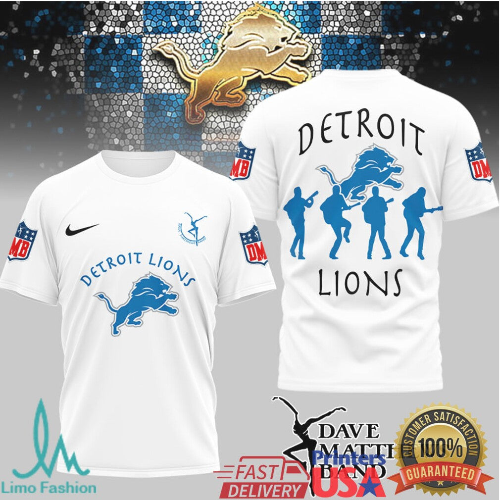 Detroit Lions x Dave Matthews Band NFL Fan Mashup T Shirt - Limotees LLC