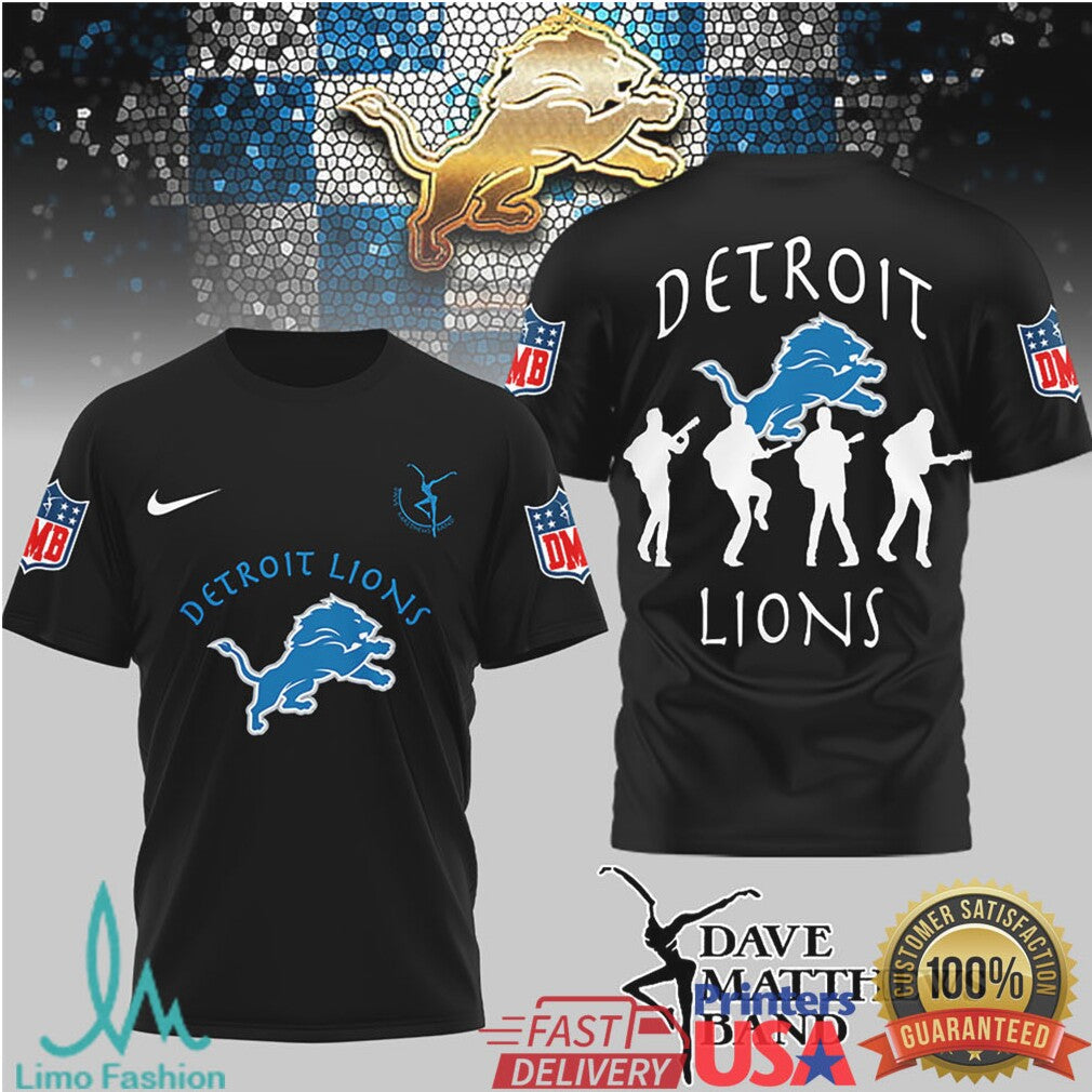 Detroit Lions x Dave Matthews Band NFL Fan Mashup T Shirt - Limotees LLC