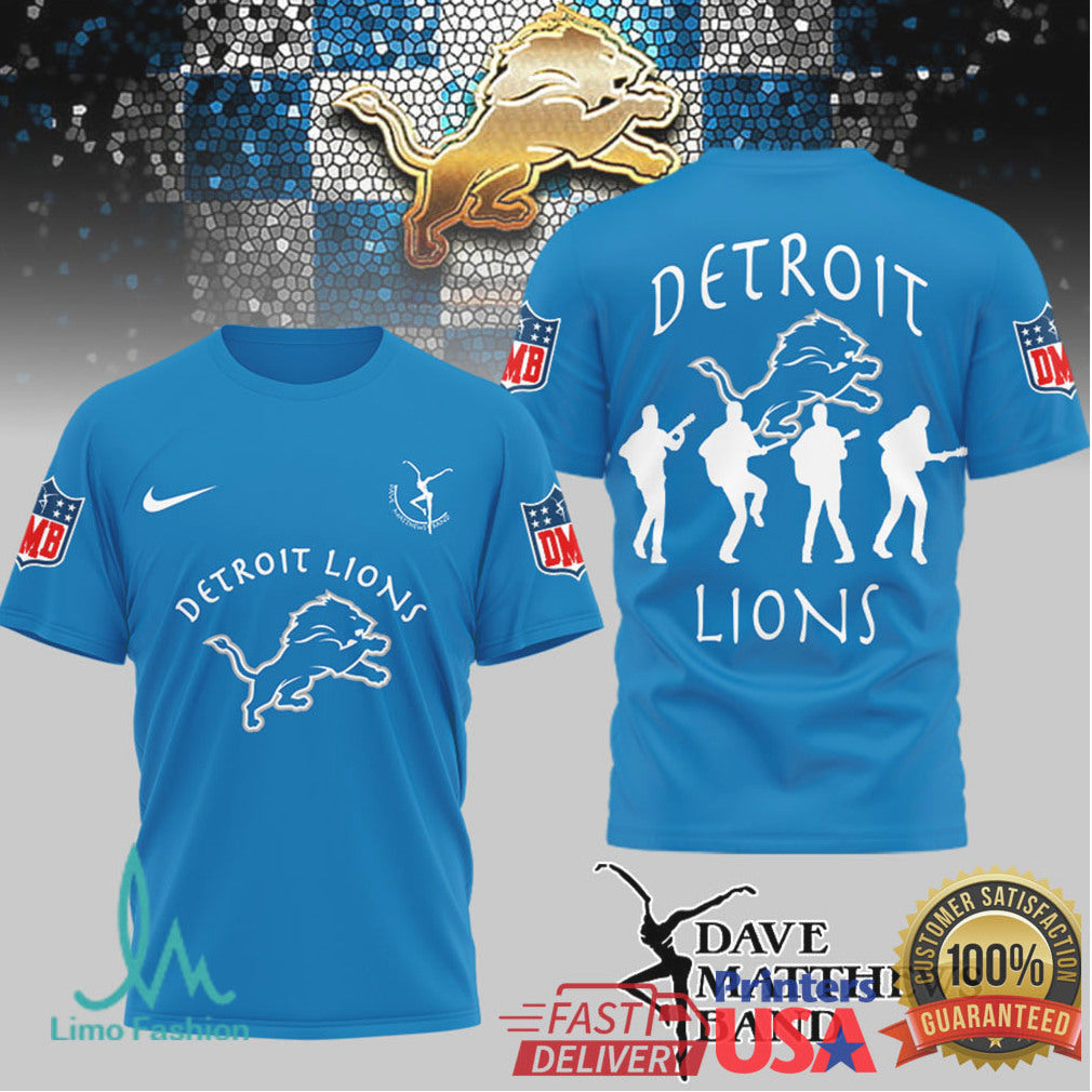 Detroit Lions x Dave Matthews Band NFL Fan Mashup T Shirt - Limotees LLC