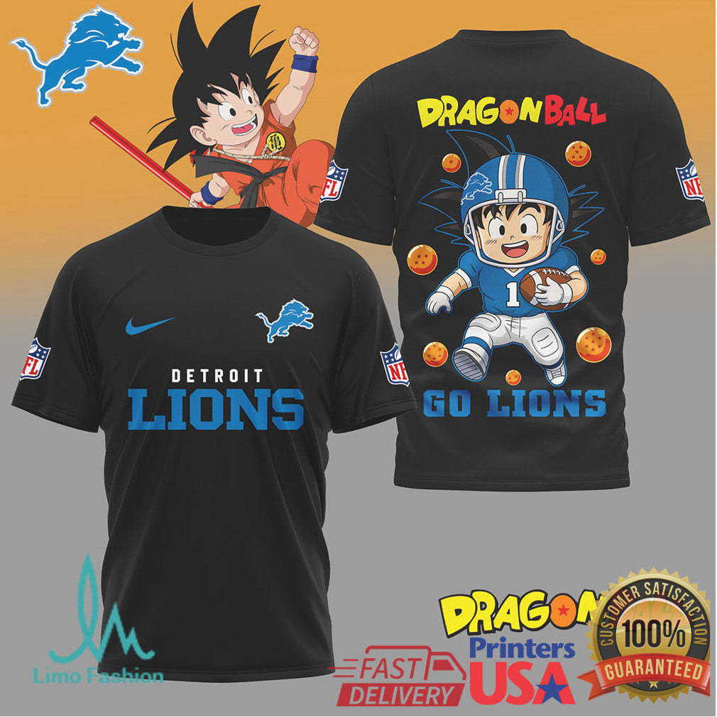 Detroit Lions x Dragon Ball Kid Goku Football Mashup Shirt - Limotees LLC