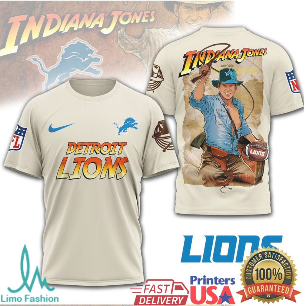 Detroit Lions x Indiana Jones Raiders of the Gridiron Vintage T Shirt - Limotees LLC