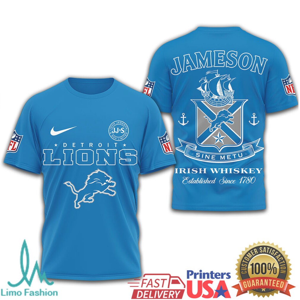 Detroit Lions x Jameson Irish Whiskey Sine Metu Graphic T Shirt - Limotees LLC
