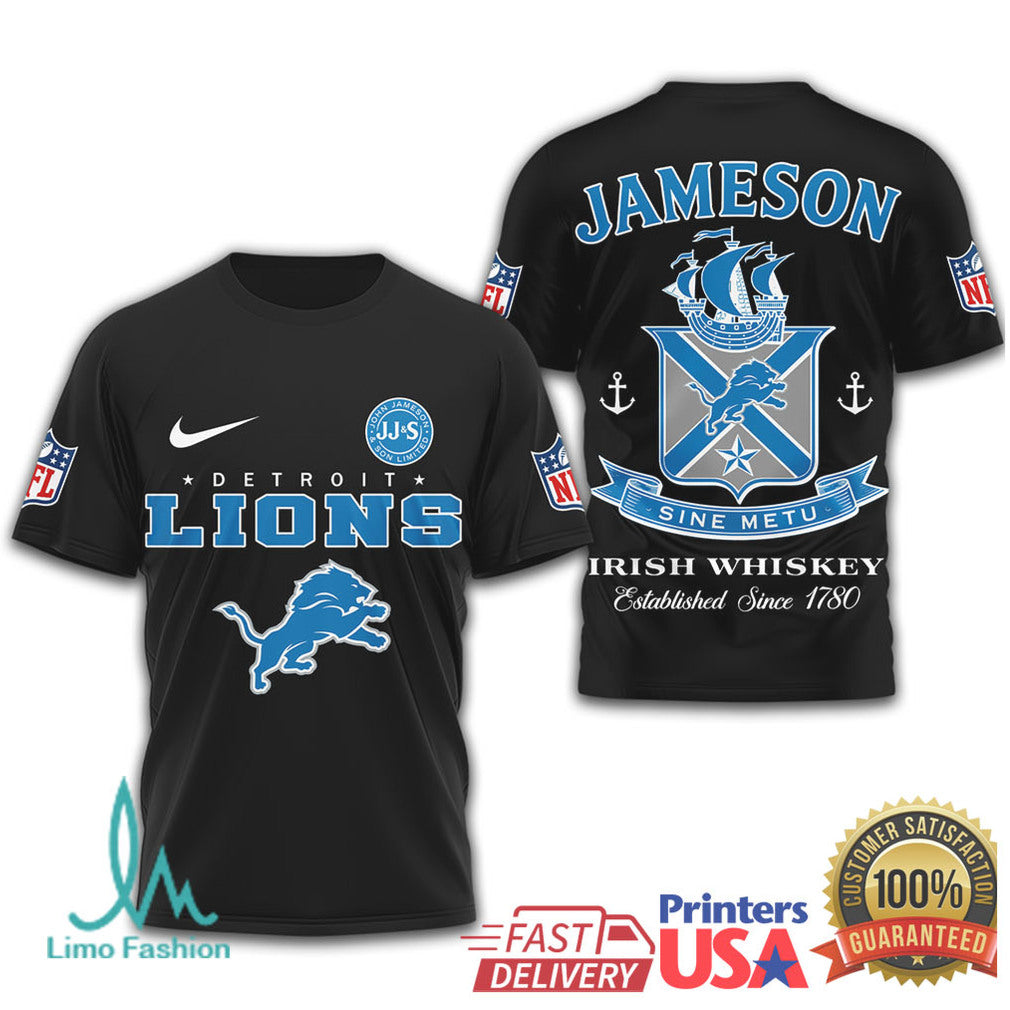 Detroit Lions x Jameson Irish Whiskey Sine Metu Graphic T Shirt - Limotees LLC