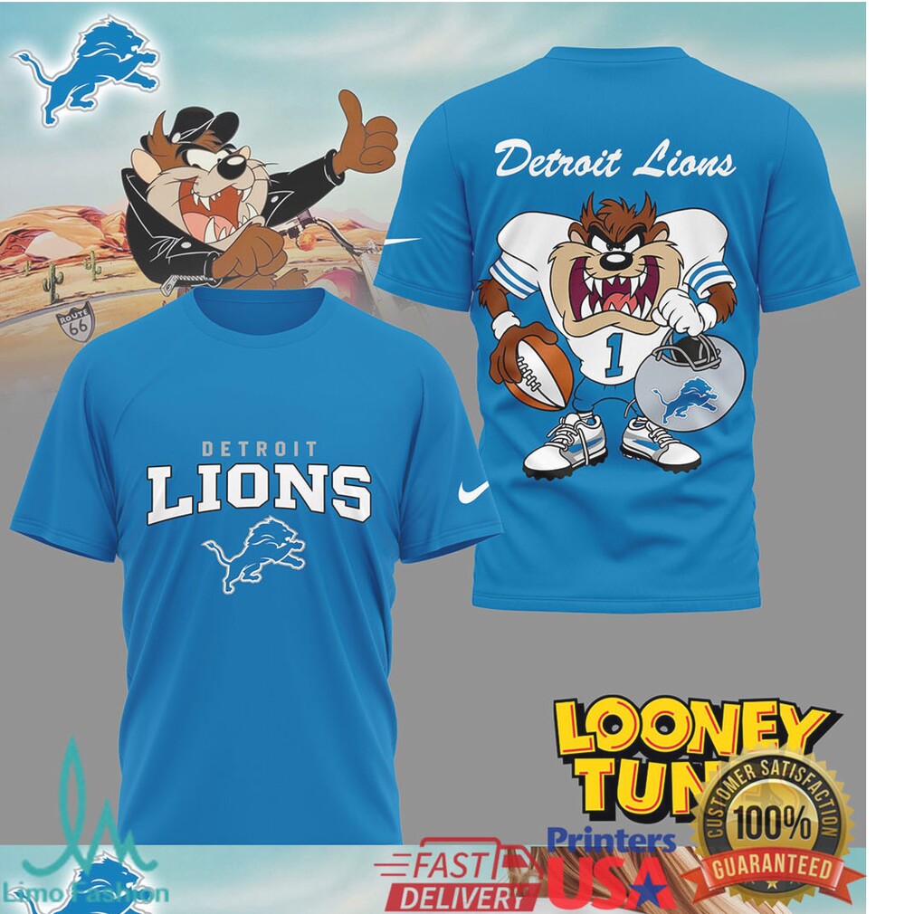 Detroit Lions x Looney Tunes Taz Tasmanian Devil Football Graphic T Shirt - Limotees LLC