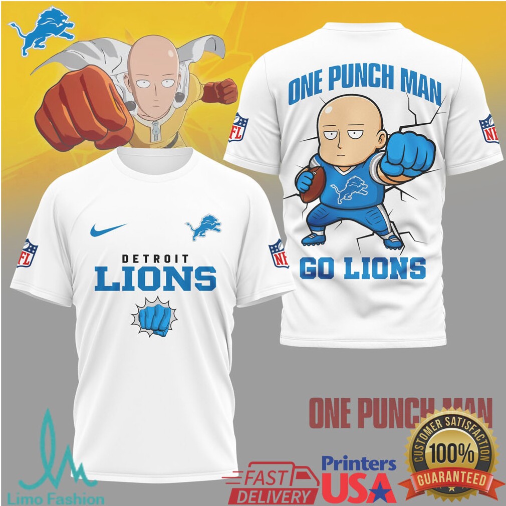 Detroit Lions x One Punch Man Saitama NFL Fan Gear Shirt - Limotees LLC