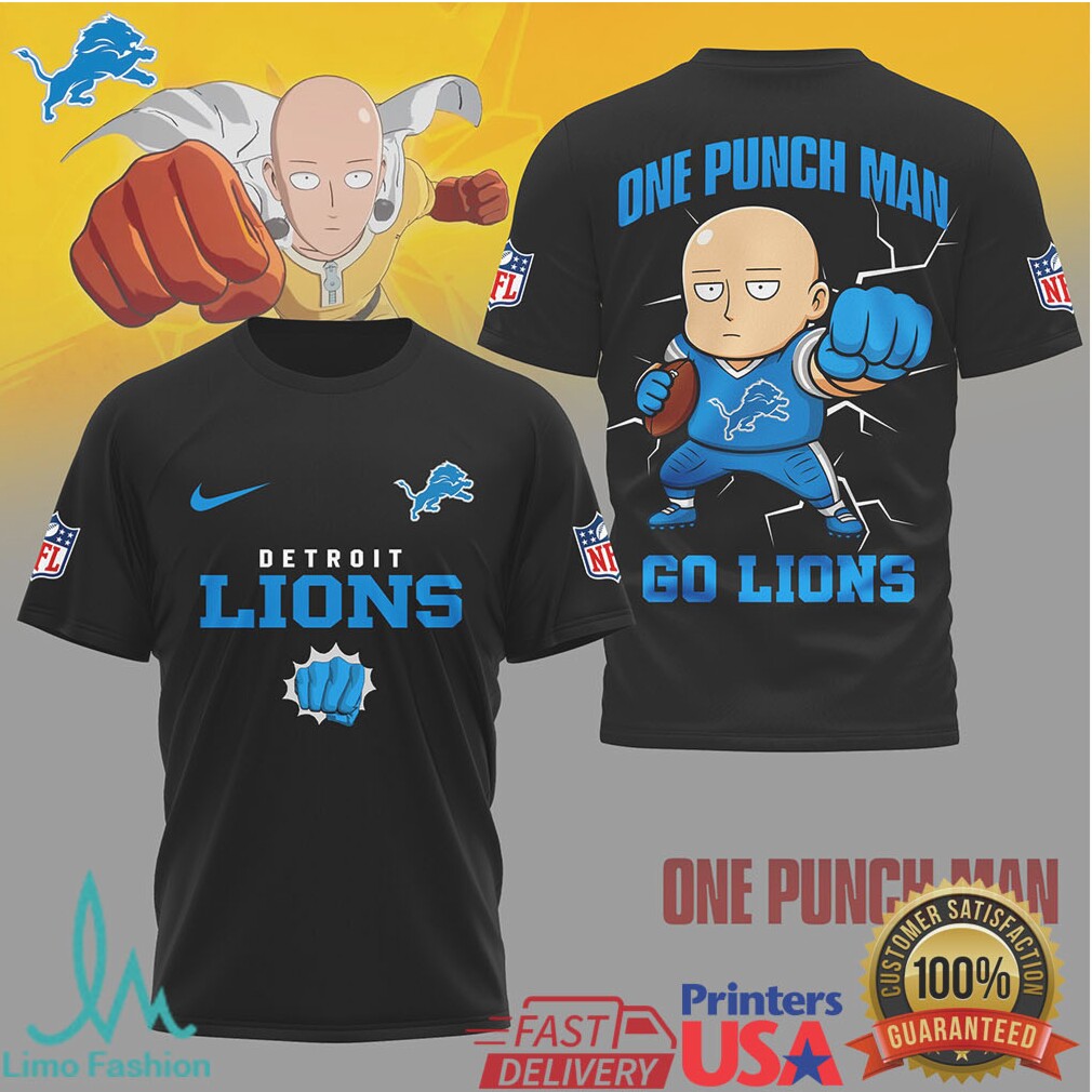 Detroit Lions x One Punch Man Saitama NFL Fan Gear Shirt - Limotees LLC