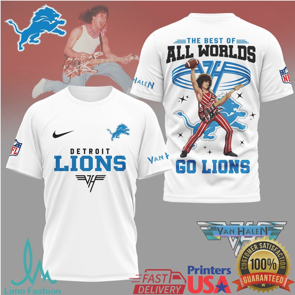 Detroit Lions x Van Halen Eddie Van Halen Rock Tribute T Shirt - Limotees LLC