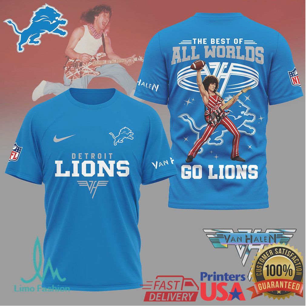 Detroit Lions x Van Halen Eddie Van Halen Rock Tribute T Shirt - Limotees LLC