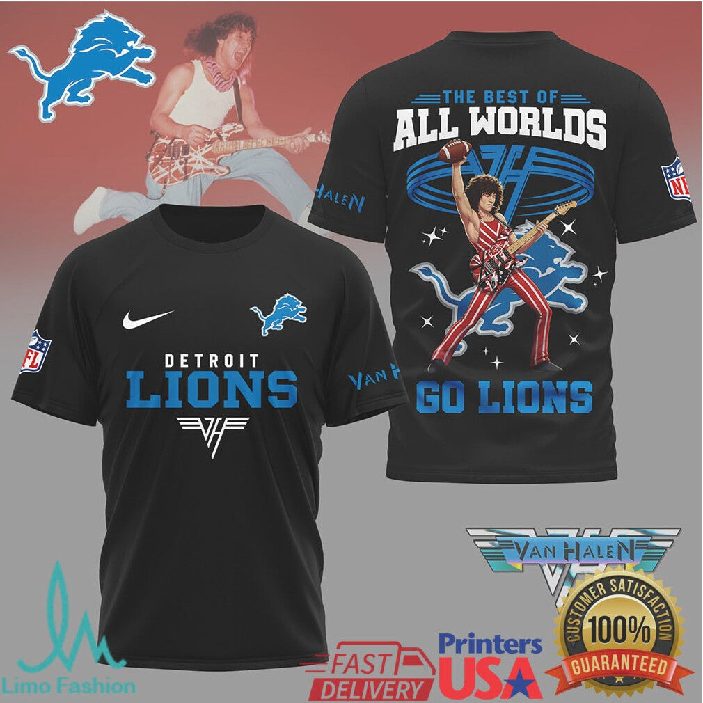 Detroit Lions x Van Halen Eddie Van Halen Rock Tribute T Shirt - Limotees LLC