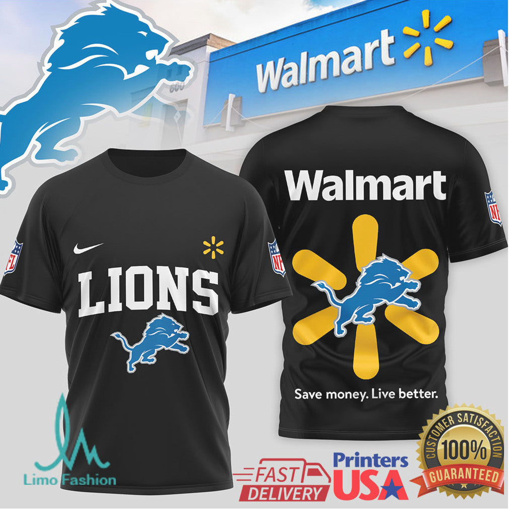 Detroit Lions x Walmart Collaboration Fan Apparel Graphic T Shirt - Limotees LLC