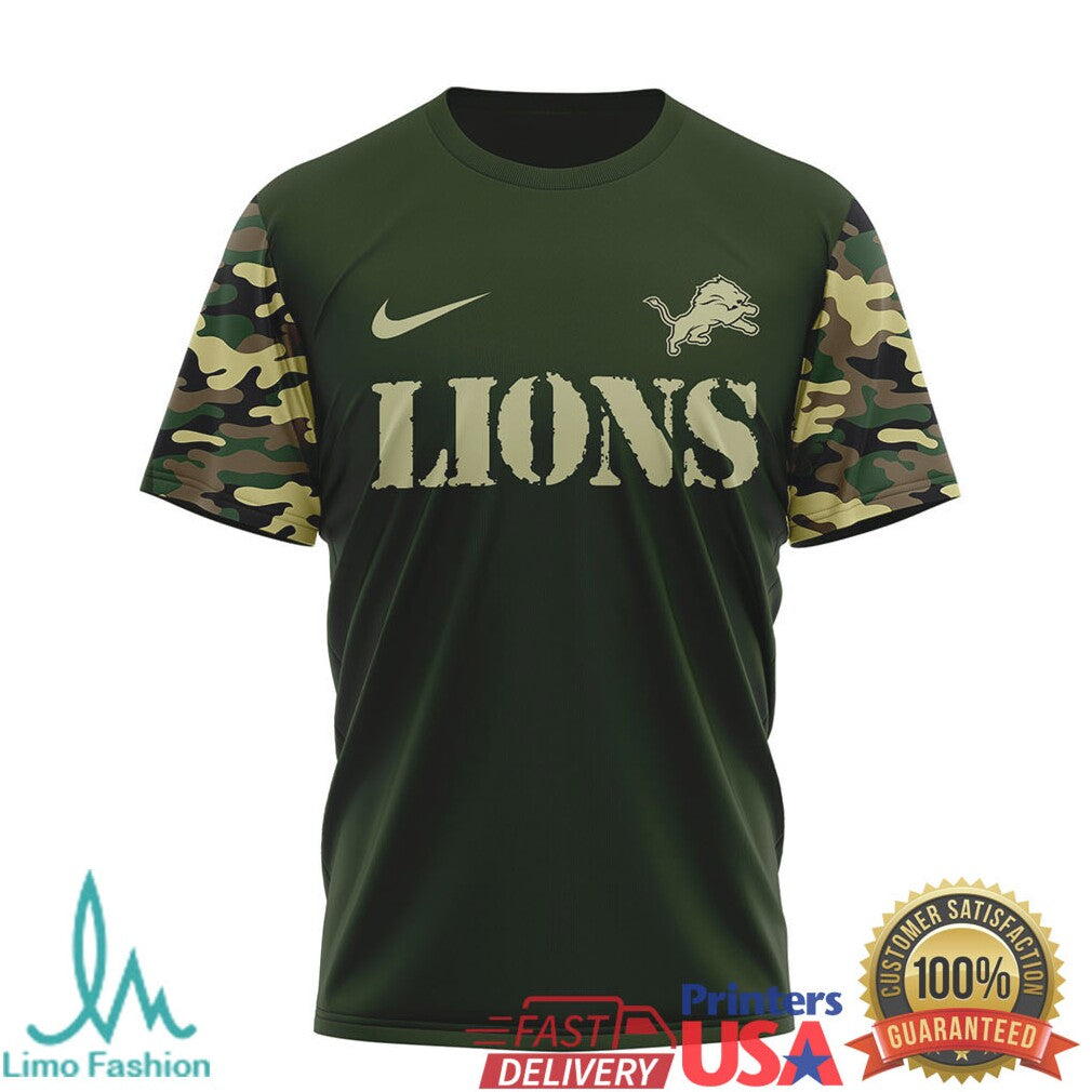 Detroit LionsOfficial NFL Camouflage Thank You For Service 3D Shirt - Limotees LLC