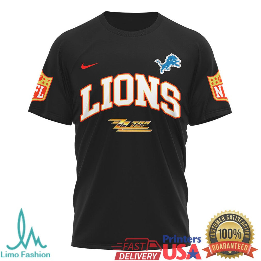 Detroit LionsOfficial NFL ZZ Top Fan 3D Shirt - Limotees LLC