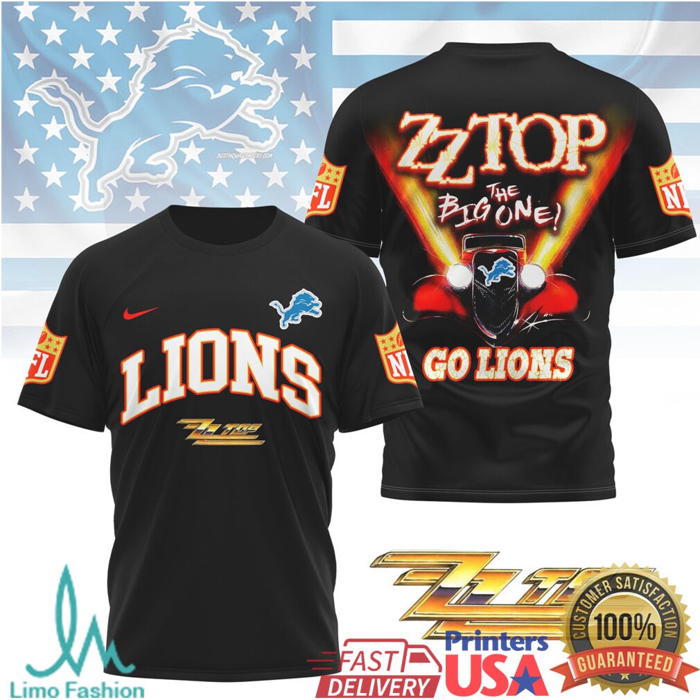 Detroit LionsOfficial NFL ZZ Top Fan 3D Shirt - Limotees LLC