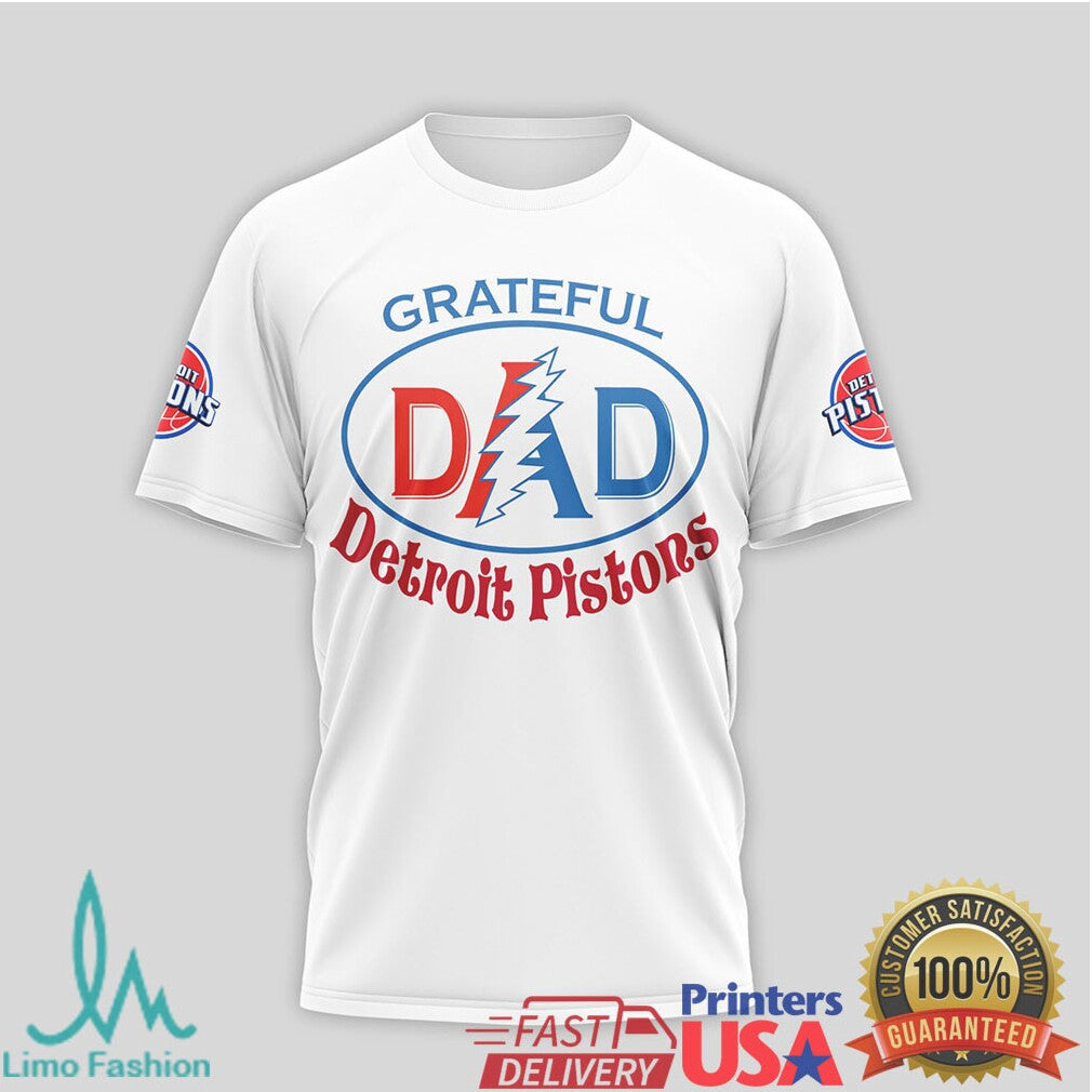 Detroit Pistons Grateful Dead Dad T Shirt Steal Your Face NBA Basketball T Shirt - Limotees LLC