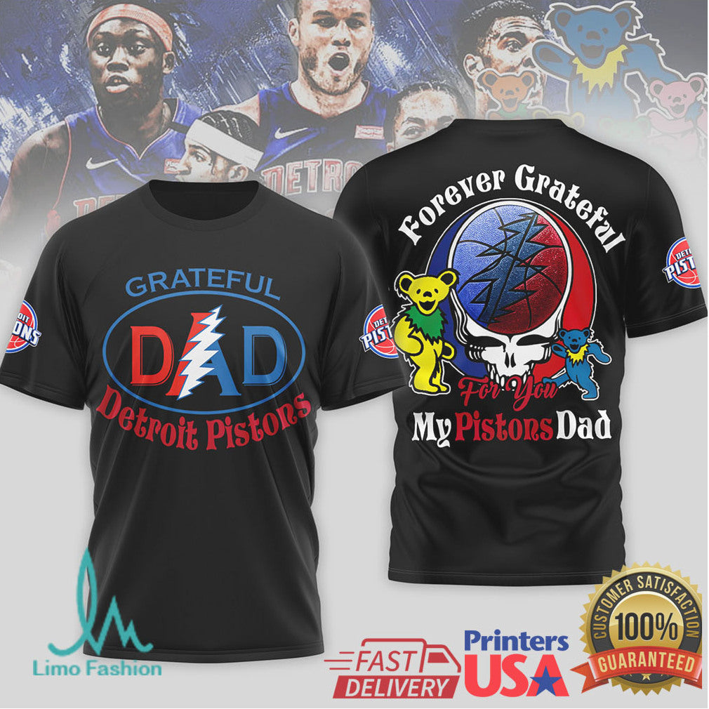 Detroit Pistons Grateful Dead Dad T Shirt Steal Your Face NBA Basketball T Shirt - Limotees LLC