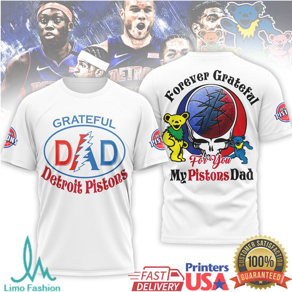Detroit Pistons Grateful Dead Dad T Shirt Steal Your Face NBA Basketball T Shirt - Limotees LLC