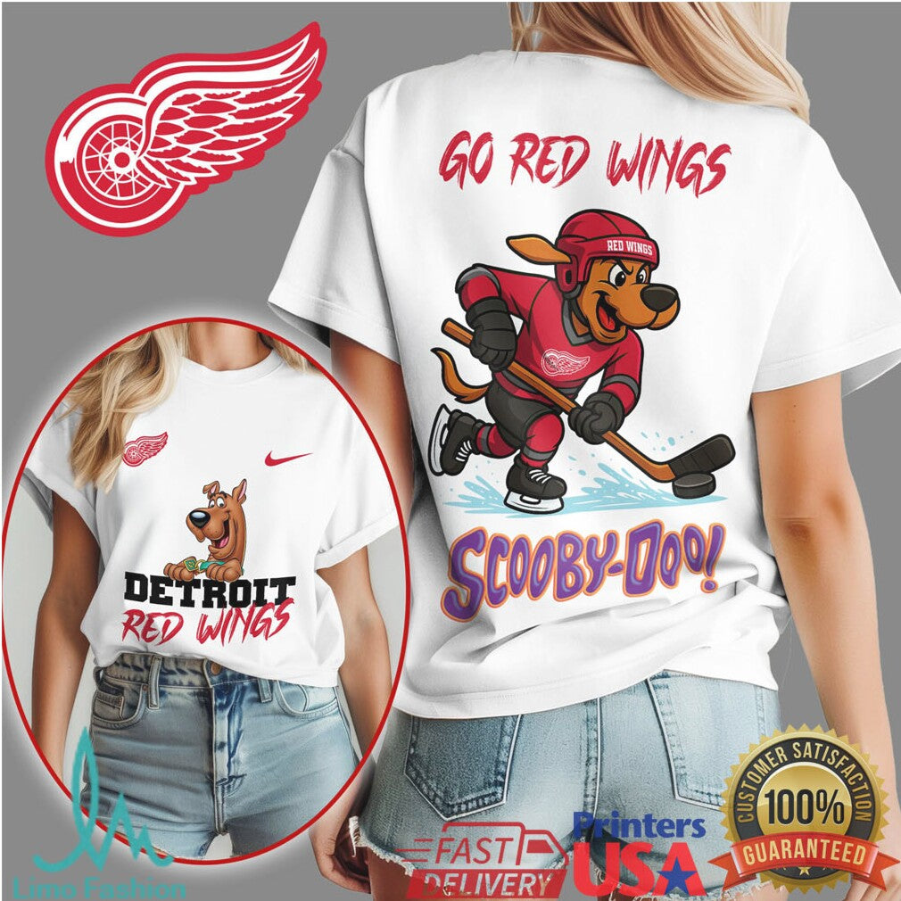 Detroit Red Wings Scooby Doo Go Red Wings Hockey T Shirt - Limotees LLC