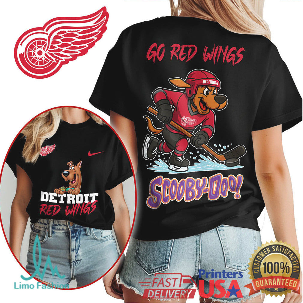 Detroit Red Wings Scooby Doo Go Red Wings Hockey T Shirt - Limotees LLC