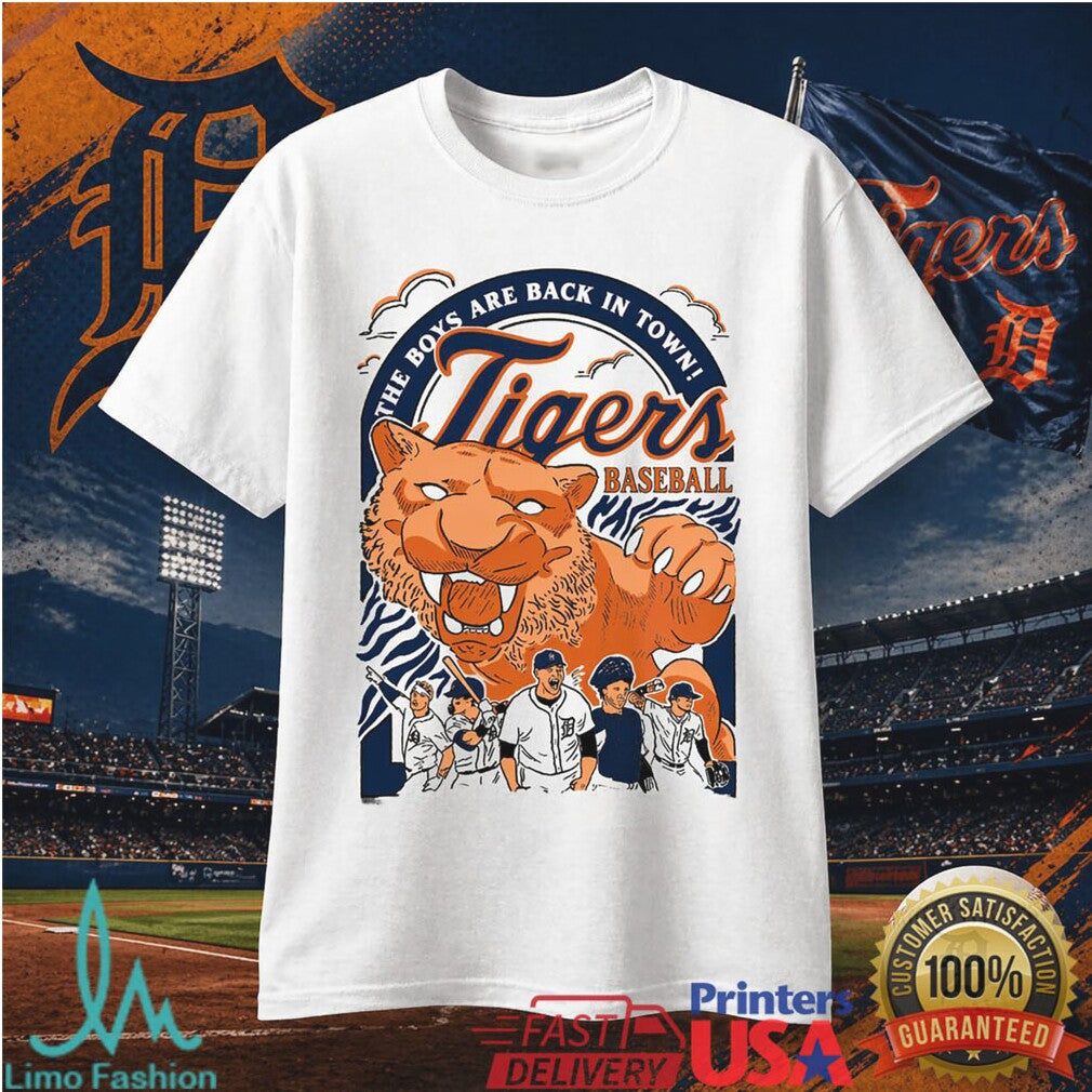 Detroit Tigers Baseball The Boys Are Back In Town T Shirt Vintage Tiger Mascot Fan Apparel - Limotees LLC