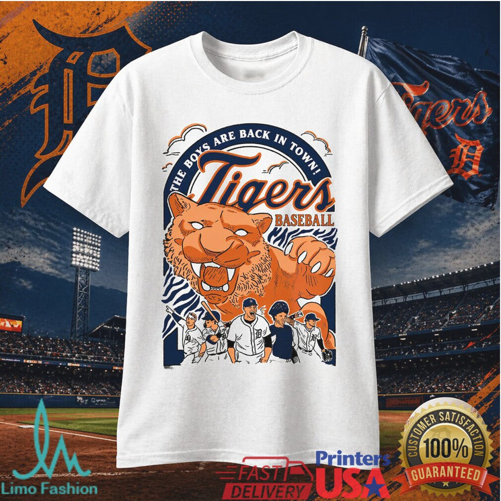 Detroit Tigers Baseball The Boys Are Back In Town T Shirt Vintage Tiger Mascot Fan Apparel - Limotees LLC
