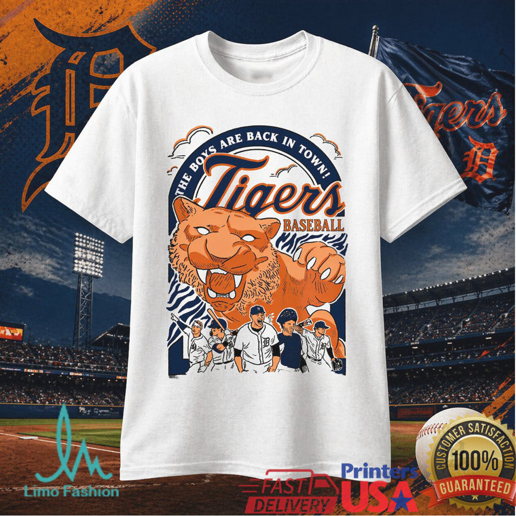 Detroit Tigers Baseball The Boys Are Back In Town T Shirt Vintage Tiger Mascot Fan Apparel - Limotees LLC