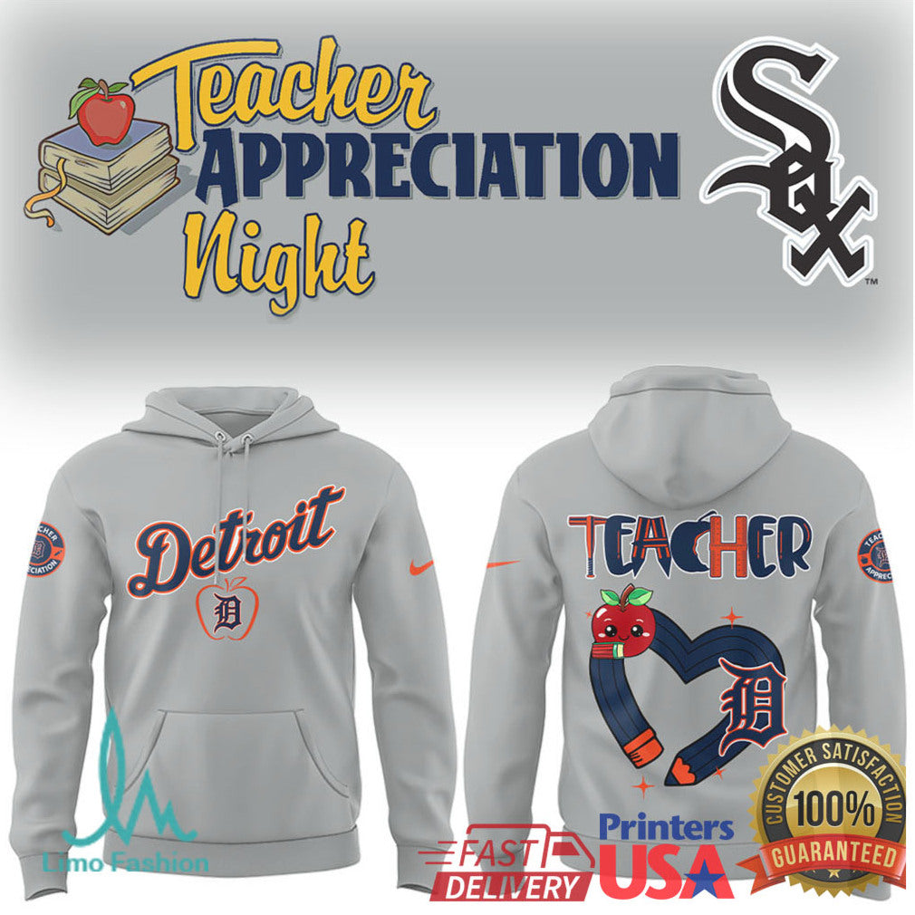 Detroit Tigers Teacher Appreciation Night T Shirt MLB School Spirit Teacher Heart Pencil Design T Shirt