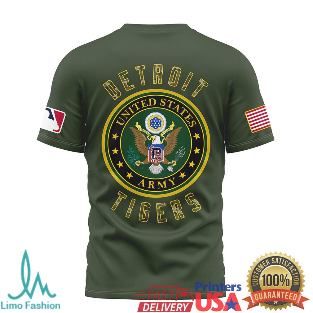 Detroit Tigers US Army Military Appreciation Night Olive T Shirt - Limotees LLC