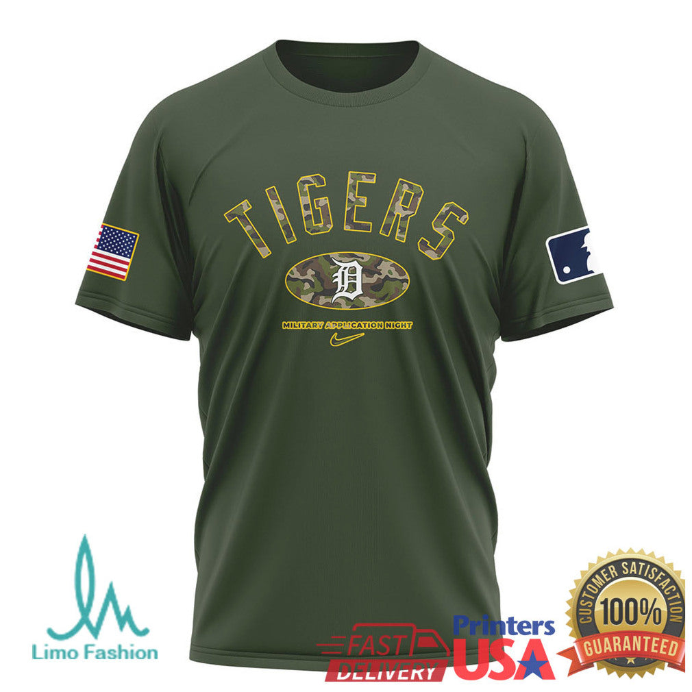Detroit Tigers US Army Military Appreciation Night Olive T Shirt - Limotees LLC