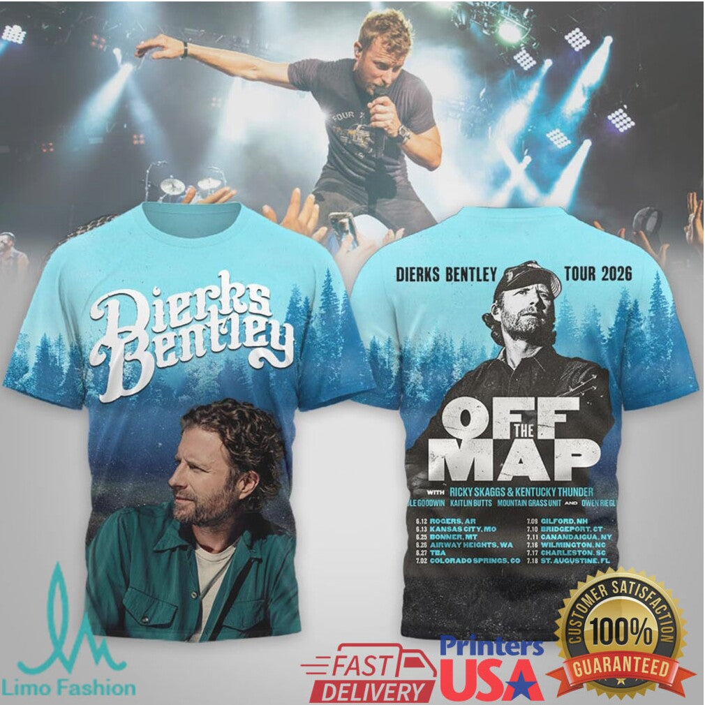 Dierks Bentley “Off The Map” 2026 Summer Tour Official Fan T Shirt - Limotees LLC
