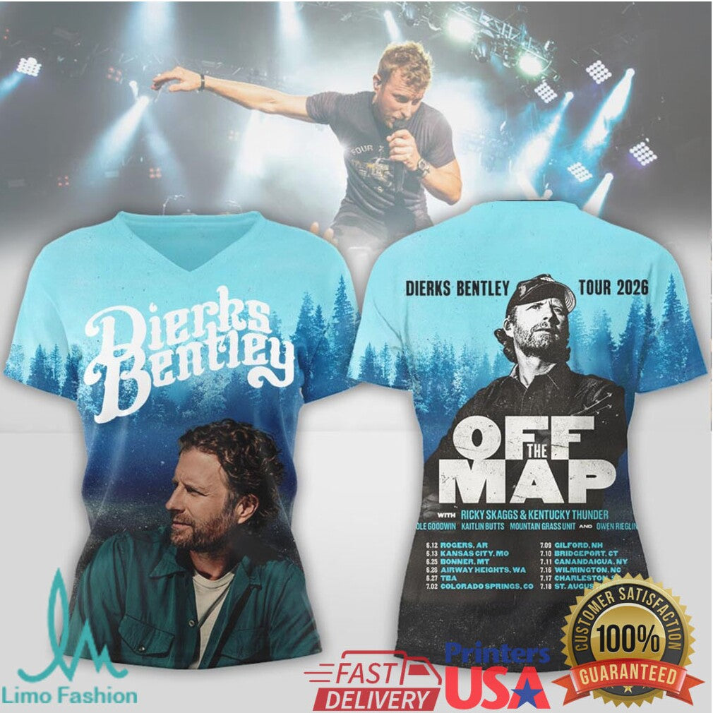 Dierks Bentley Off The Map Tour 2024 Pine Forest Graphic Apparel - Limotees LLC
