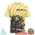 Dirty Heads Seven Seas Skeleton Surfing Octopus Psychedelic Yellow Tshirt - Limotees LLC
