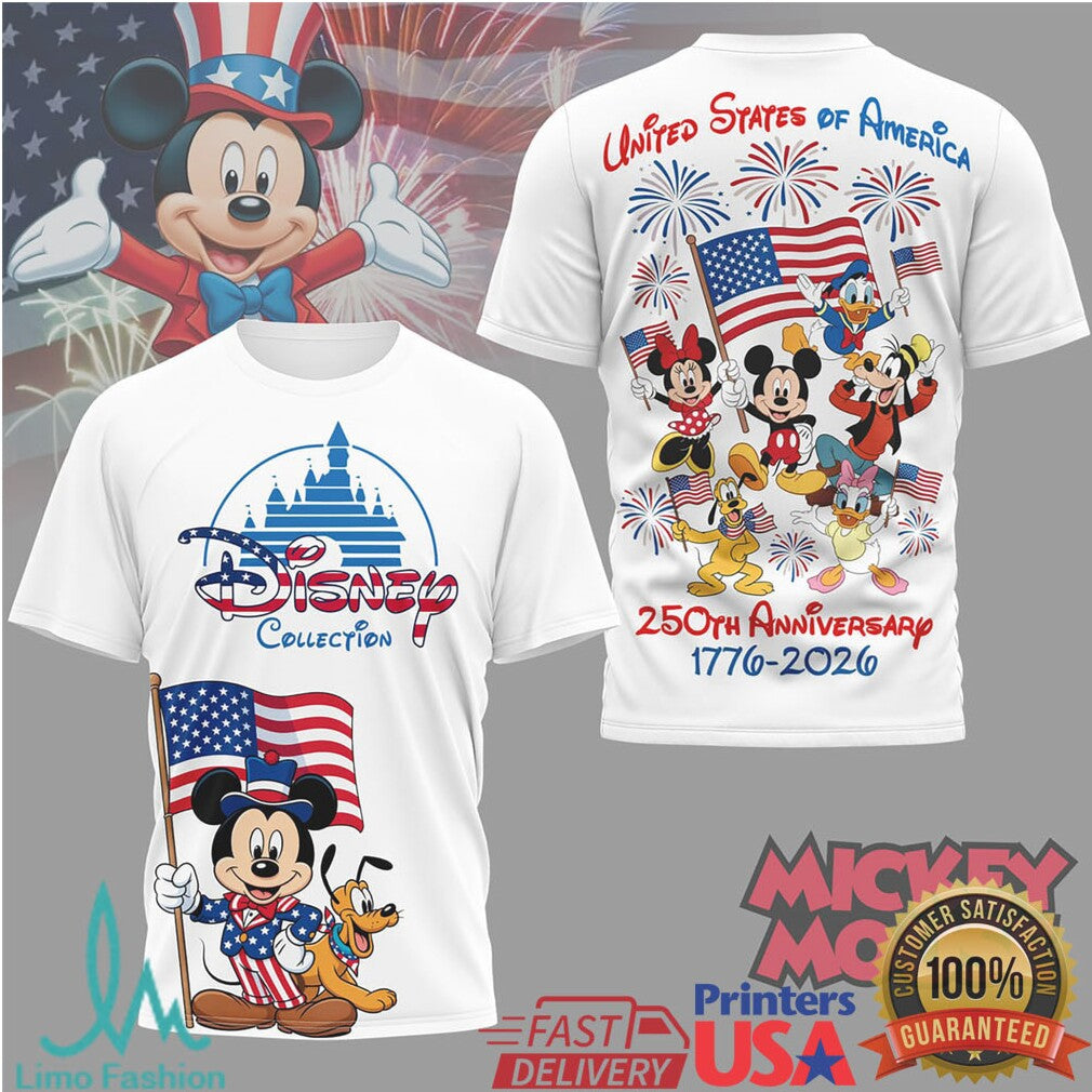 Disney Collection Mickey & Friends US 250th Anniversary T Shirt