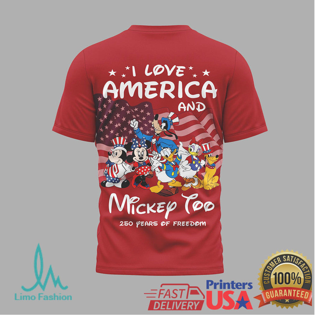 Disney Mickey Mouse and Friends America 250 Years of Freedom Patriotic T Shirt - Limotees LLC