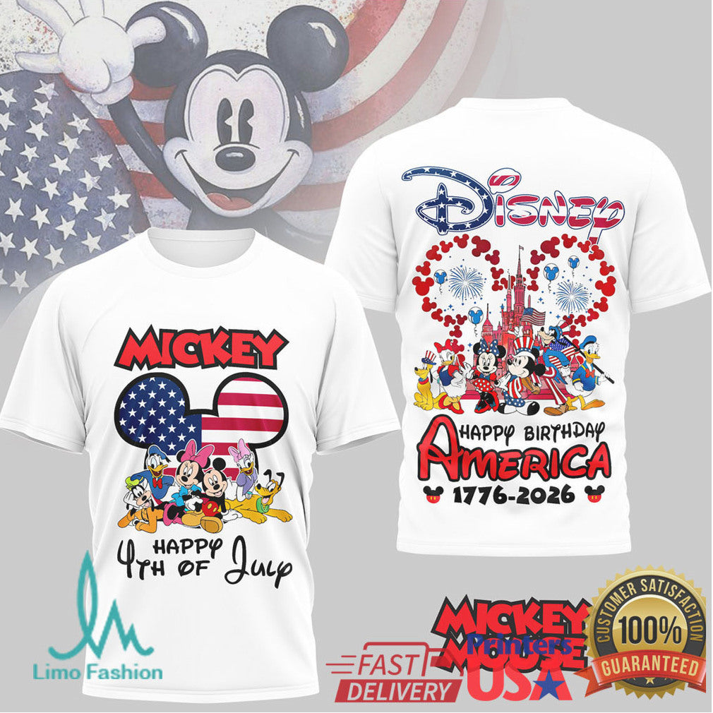 Disney Mickey and Friends Happy 4th of July 2026 Birthday America T Shirt - Limotees LLC