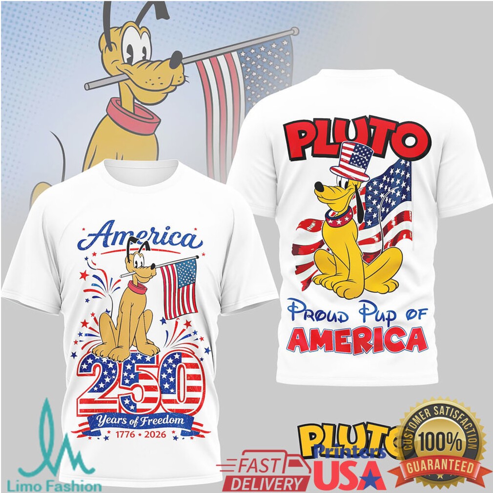 Disney Pluto Proud Pup of America 250 Years of Freedom T Shirt - Limotees LLC