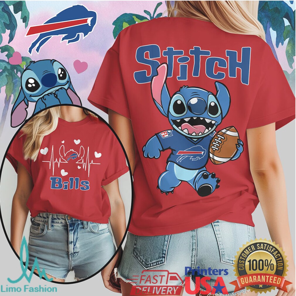 Disney Stitch Buffalo Bills Football Heartbeat Fan T Shirt - Limotees LLC