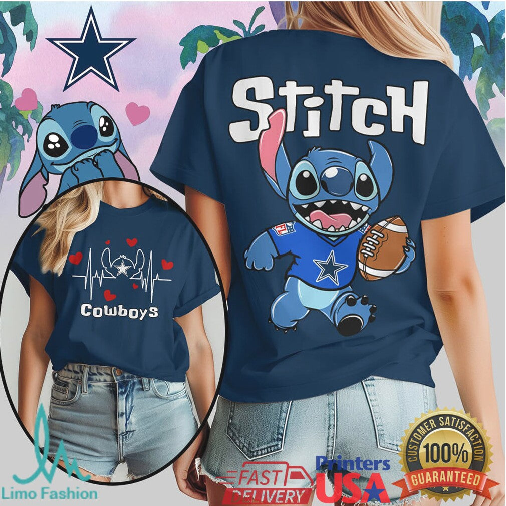 Disney Stitch Dallas Cowboys NFL Football Fan T Shirt - Limotees LLC