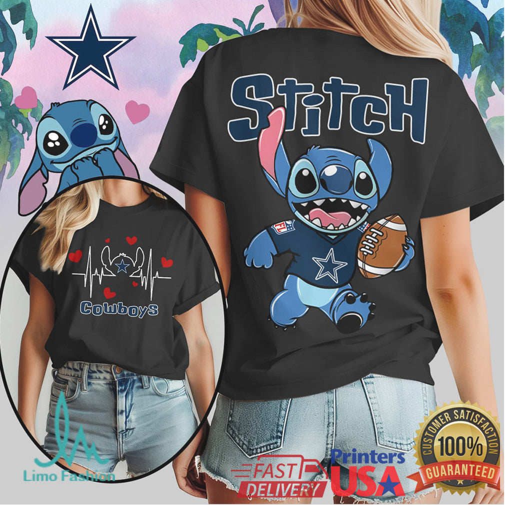 Disney Stitch Dallas Cowboys NFL Football Fan T Shirt - Limotees LLC