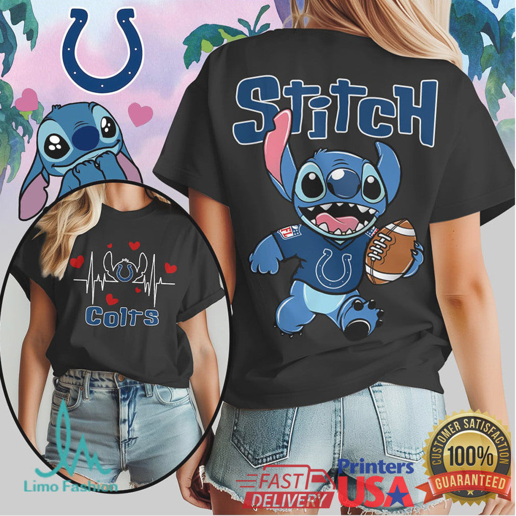 Disney Stitch Indianapolis Colts Football Heartbeat Fan T Shirt - Limotees LLC