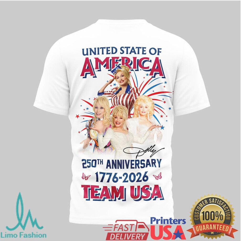 Dolly Parton Bless America 250th Anniversary Team USA Butterfly T Shirt - Limotees LLC