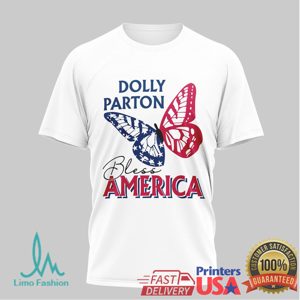 Dolly Parton Bless America 250th Anniversary Team USA Butterfly T Shirt - Limotees LLC