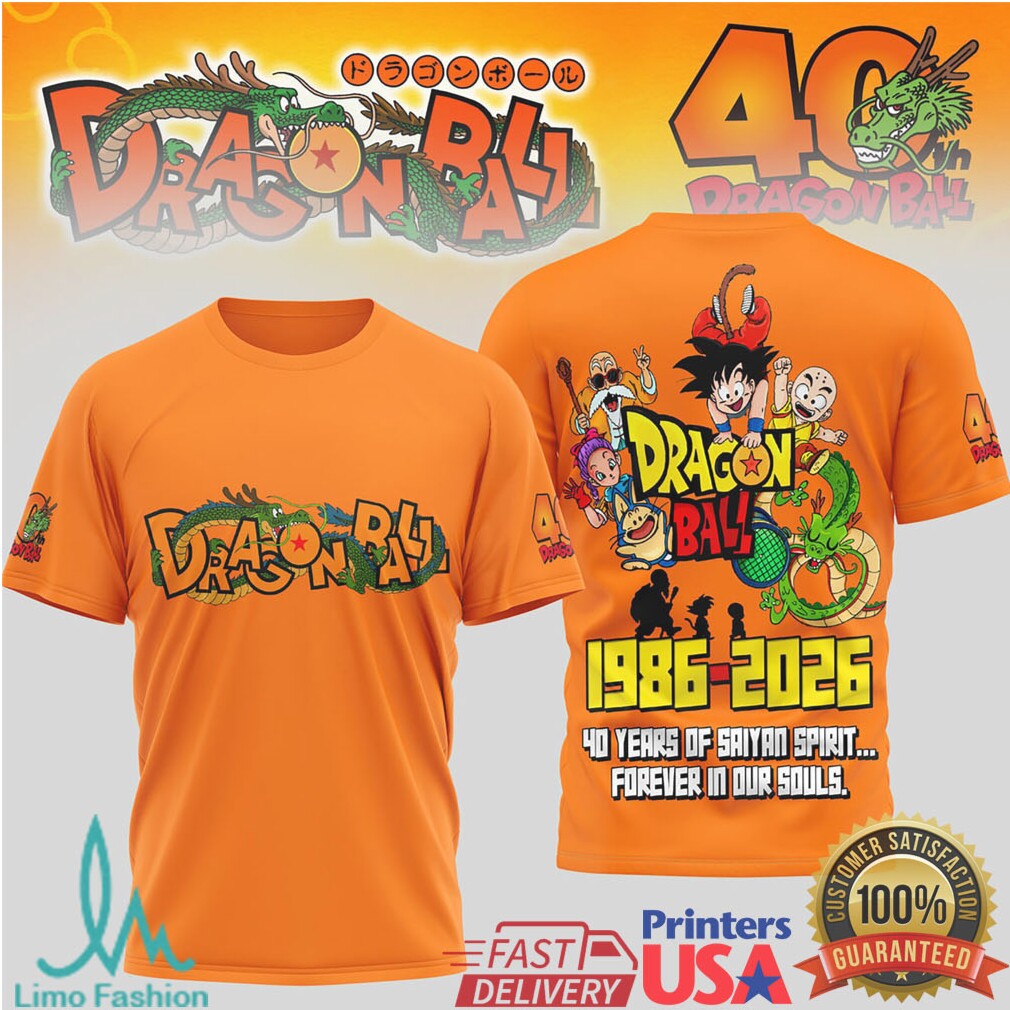 Dragon Ball 40th Anniversary 1986 2026 Saiyan Spirit T Shirt - Limotees LLC