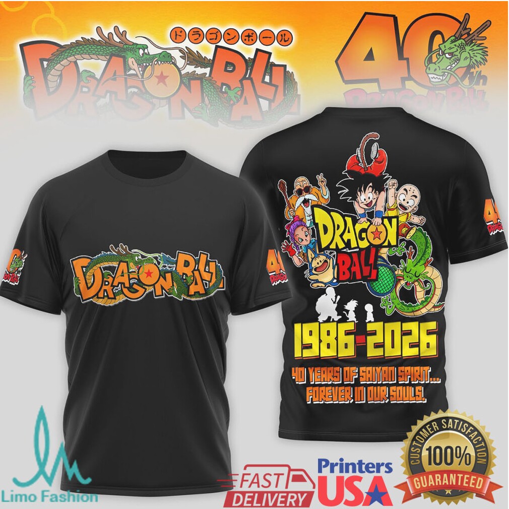Dragon Ball 40th Anniversary 1986 2026 Saiyan Spirit T Shirt - Limotees LLC