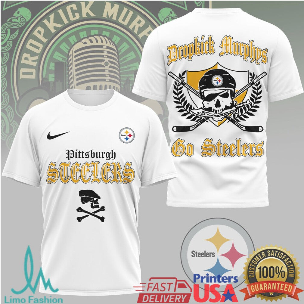 Dropkick Murphys x Pittsburgh ST Shirtlers Skull Logo Rock Band NFL T Shirt - Limotees LLC