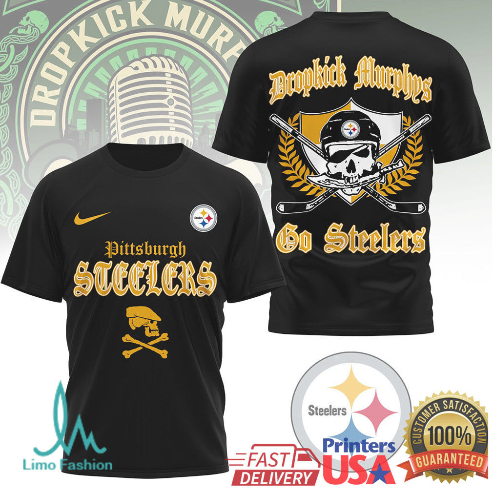 Dropkick Murphys x Pittsburgh ST Shirtlers Skull Logo Rock Band NFL T Shirt - Limotees LLC