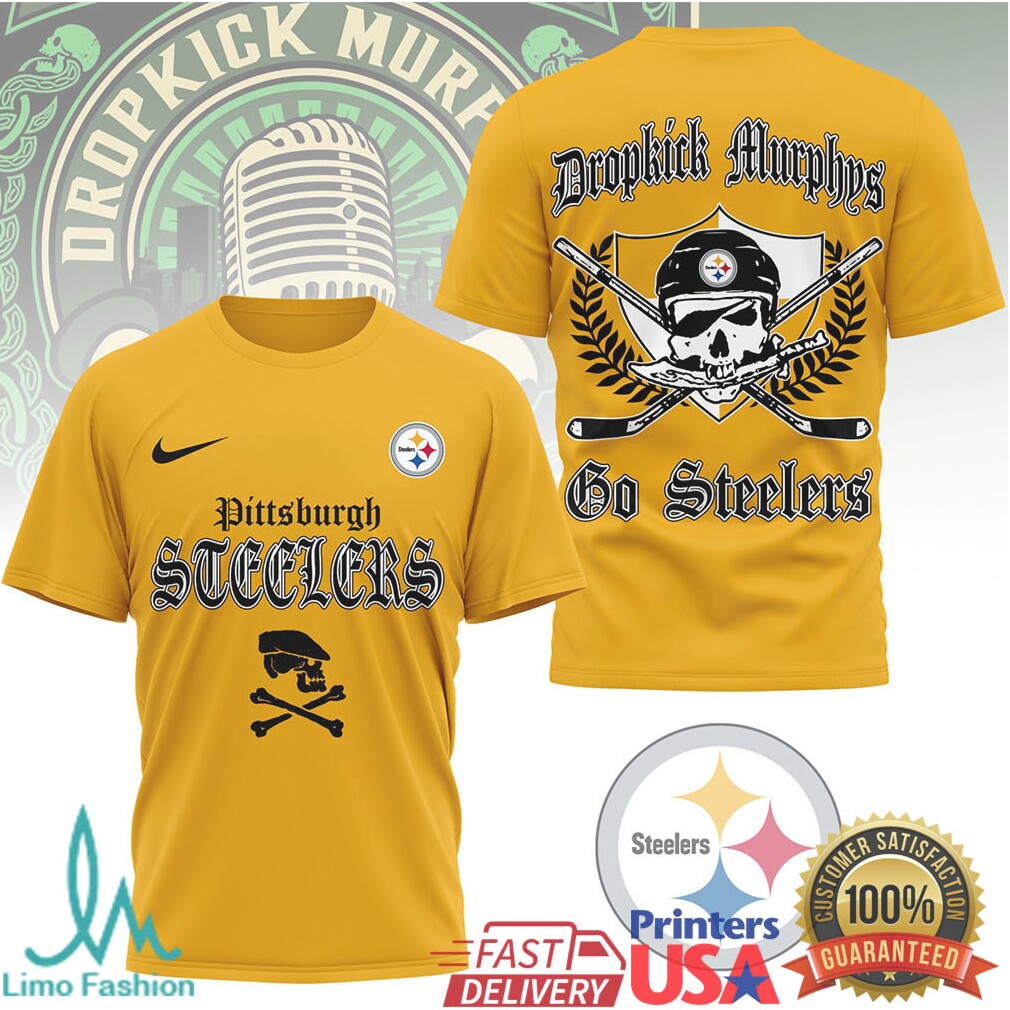 Dropkick Murphys x Pittsburgh ST Shirtlers Skull Logo Rock Band NFL T Shirt - Limotees LLC