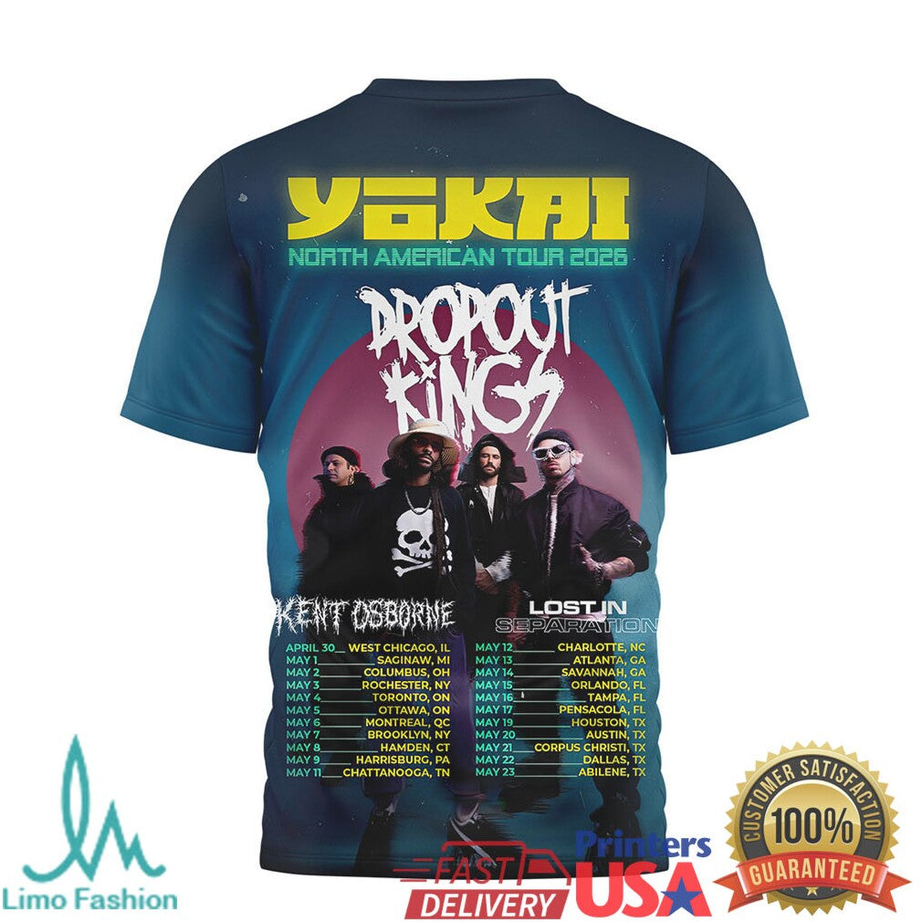Dropout Kings Yokai North American Tour 2026 Concert Merchandise T Shirt - Limotees LLC