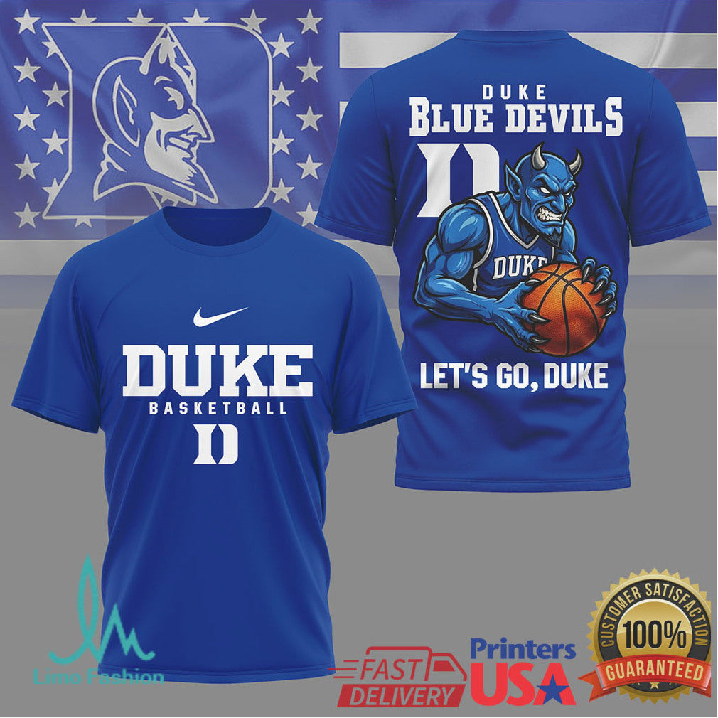 Duke Blue Devils Basketball “Let's Go Duke” Mascot Graphic Tee - Limotees LLC